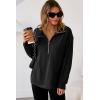 imageDokotoo Womens Sweatshirt Waffle Knit Long Sleeve Lapel Half Zip Up Casual Lightweight Soft Sweatshirts Loose Pullover TopsBlack