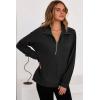 imageDokotoo Womens Sweatshirt Waffle Knit Long Sleeve Lapel Half Zip Up Casual Lightweight Soft Sweatshirts Loose Pullover TopsBlack