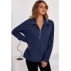 imageDokotoo Womens Sweatshirt Waffle Knit Long Sleeve Lapel Half Zip Up Casual Lightweight Soft Sweatshirts Loose Pullover TopsBlue