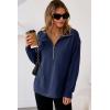 imageDokotoo Womens Sweatshirt Waffle Knit Long Sleeve Lapel Half Zip Up Casual Lightweight Soft Sweatshirts Loose Pullover TopsBlue