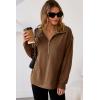 imageDokotoo Womens Sweatshirt Waffle Knit Long Sleeve Lapel Half Zip Up Casual Lightweight Soft Sweatshirts Loose Pullover TopsBrown
