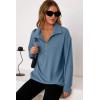 imageDokotoo Womens Sweatshirt Waffle Knit Long Sleeve Lapel Half Zip Up Casual Lightweight Soft Sweatshirts Loose Pullover TopsDusk Blue
