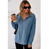 imageDokotoo Womens Sweatshirt Waffle Knit Long Sleeve Lapel Half Zip Up Casual Lightweight Soft Sweatshirts Loose Pullover TopsDusk Blue