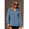 imageDokotoo Womens Sweatshirt Waffle Knit Long Sleeve Lapel Half Zip Up Casual Lightweight Soft Sweatshirts Loose Pullover TopsDusk Blue