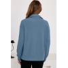 imageDokotoo Womens Sweatshirt Waffle Knit Long Sleeve Lapel Half Zip Up Casual Lightweight Soft Sweatshirts Loose Pullover TopsDusk Blue