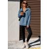 imageDokotoo Womens Sweatshirt Waffle Knit Long Sleeve Lapel Half Zip Up Casual Lightweight Soft Sweatshirts Loose Pullover TopsDusk Blue