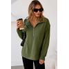 imageDokotoo Womens Sweatshirt Waffle Knit Long Sleeve Lapel Half Zip Up Casual Lightweight Soft Sweatshirts Loose Pullover TopsGreen
