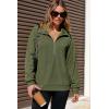 imageDokotoo Womens Sweatshirt Waffle Knit Long Sleeve Lapel Half Zip Up Casual Lightweight Soft Sweatshirts Loose Pullover TopsGreen