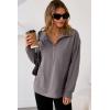 imageDokotoo Womens Sweatshirt Waffle Knit Long Sleeve Lapel Half Zip Up Casual Lightweight Soft Sweatshirts Loose Pullover TopsGrey