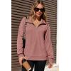imageDokotoo Womens Sweatshirt Waffle Knit Long Sleeve Lapel Half Zip Up Casual Lightweight Soft Sweatshirts Loose Pullover TopsPink