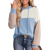 imageDokotoo Hoodies for Women Color Block Oversized Sweatshirt Long Sleeve Drawstring Casual Lightweight Hoodie Tops Fall 2025White Blue