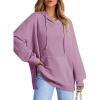 imageDokotoo Oversized Hoodies for Women Casual Long Sleeve Waffle Knit Drawstring Side Slit Pullover Sweatshirts with PocketPurple