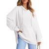 imageDokotoo Oversized Hoodies for Women Casual Long Sleeve Waffle Knit Drawstring Side Slit Pullover Sweatshirts with PocketWhite