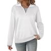 imageDokotoo Sweatshirt for Women Long Sleeve V Neck Color Block Oversized Casual Pullover Sweatshirts TopsWhite