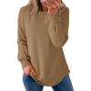 imageDokotoo Womens Crew Neck Long Sleeve Shirts Waffle Knit Loose Tops Basic Tees 2025 Casual Comfy Fall Outfits ClothesKhaki