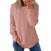 imageDokotoo Womens Crew Neck Long Sleeve Shirts Waffle Knit Loose Tops Basic Tees 2025 Casual Comfy Fall Outfits ClothesPink