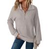 imageDokotoo Womens Oversized Sweatshirts Quarter Zip Pullover Women 2025 Fall Fashion Long Sleeve Tops Outfits ClothesGray