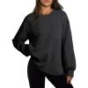 imageDokotoo Womens Sweatshirt 2025 Casual Lightweight Soft Crew Neck Loose Tops with PocketBlack
