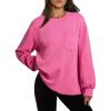 imageDokotoo Womens Sweatshirt 2025 Casual Lightweight Soft Crew Neck Loose Tops with PocketSachet Pink