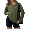 imageDokotoo Womens Sweatshirt Waffle Knit Long Sleeve Lapel Half Zip Up Casual Lightweight Soft Sweatshirts Loose Pullover TopsGreen