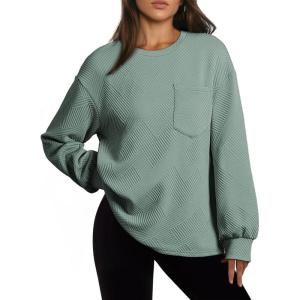imageDokotoo Womens Sweatshirt 2025 Casual Lightweight Soft Crew Neck Loose Tops with PocketCanton