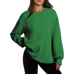 imageDokotoo Womens Sweatshirt 2025 Casual Lightweight Soft Crew Neck Loose Tops with PocketDark Green