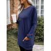imageDokotoo Fall Womens Tunic Tops Loose Fit Dressy Long Sleeve Casual Long Shirts with PocketsB Blue