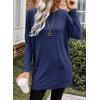 imageDokotoo Fall Womens Tunic Tops Loose Fit Dressy Long Sleeve Casual Long Shirts with PocketsB Blue