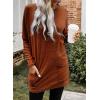 imageDokotoo Fall Womens Tunic Tops Loose Fit Dressy Long Sleeve Casual Long Shirts with PocketsB Brown