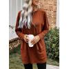 imageDokotoo Fall Womens Tunic Tops Loose Fit Dressy Long Sleeve Casual Long Shirts with PocketsB Brown
