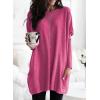 imageDokotoo Fall Womens Tunic Tops Loose Fit Dressy Long Sleeve Casual Long Shirts with PocketsB Hot Pink