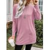imageDokotoo Fall Womens Tunic Tops Loose Fit Dressy Long Sleeve Casual Long Shirts with PocketsB Pink