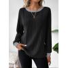 imageDokotoo Long Sleeve Shirts for Women Casual Fashion Loose Fit Womens Tops Crewneck Basic Pullover TunicsBlack