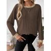 imageDokotoo Long Sleeve Shirts for Women Casual Fashion Loose Fit Womens Tops Crewneck Basic Pullover TunicsCoffee