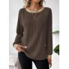 imageDokotoo Long Sleeve Shirts for Women Casual Fashion Loose Fit Womens Tops Crewneck Basic Pullover TunicsCoffee