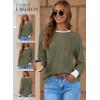 imageDokotoo Long Sleeve Shirts for Women Casual Fashion Loose Fit Womens Tops Crewneck Basic Pullover TunicsDark Green