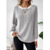 imageDokotoo Long Sleeve Shirts for Women Casual Fashion Loose Fit Womens Tops Crewneck Basic Pullover TunicsGray
