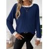 imageDokotoo Long Sleeve Shirts for Women Casual Fashion Loose Fit Womens Tops Crewneck Basic Pullover TunicsNavy Blue