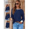 imageDokotoo Long Sleeve Shirts for Women Casual Fashion Loose Fit Womens Tops Crewneck Basic Pullover TunicsNavy Blue