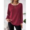 imageDokotoo Long Sleeve Shirts for Women Casual Fashion Loose Fit Womens Tops Crewneck Basic Pullover TunicsRed