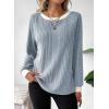 imageDokotoo Long Sleeve Shirts for Women Casual Fashion Loose Fit Womens Tops Crewneck Basic Pullover TunicsSky Blue