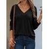 imageDokotoo Womens Casual Long Sleeve V Neck Pullover Shirts Loose Fit Lightweight Knit TopsBlack