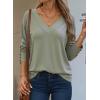 imageDokotoo Womens Casual Long Sleeve V Neck Pullover Shirts Loose Fit Lightweight Knit TopsLaurel Green