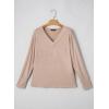imageDokotoo Womens Casual Long Sleeve V Neck Pullover Shirts Loose Fit Lightweight Knit TopsParchment