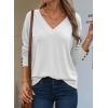 imageDokotoo Womens Casual Long Sleeve V Neck Pullover Shirts Loose Fit Lightweight Knit TopsWhite