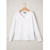 imageDokotoo Womens Casual Long Sleeve V Neck Pullover Shirts Loose Fit Lightweight Knit TopsWhite