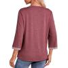 imageDokotoo Womens Shirts 2025 Fashion 34 Length Sleeve T Shirts Cute Crewneck Casual Tops Basic BlousesBurgundy