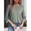 imageDokotoo Womens Shirts 2025 Fashion 34 Length Sleeve T Shirts Cute Crewneck Casual Tops Basic BlousesGrass Green