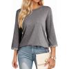 imageDokotoo Womens Shirts 2025 Fashion 34 Length Sleeve T Shirts Cute Crewneck Casual Tops Basic BlousesMedium Grey