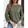 imageDokotoo Womens Shirts 2025 Fashion 34 Length Sleeve T Shirts Cute Crewneck Casual Tops Basic BlousesVineyard Green
